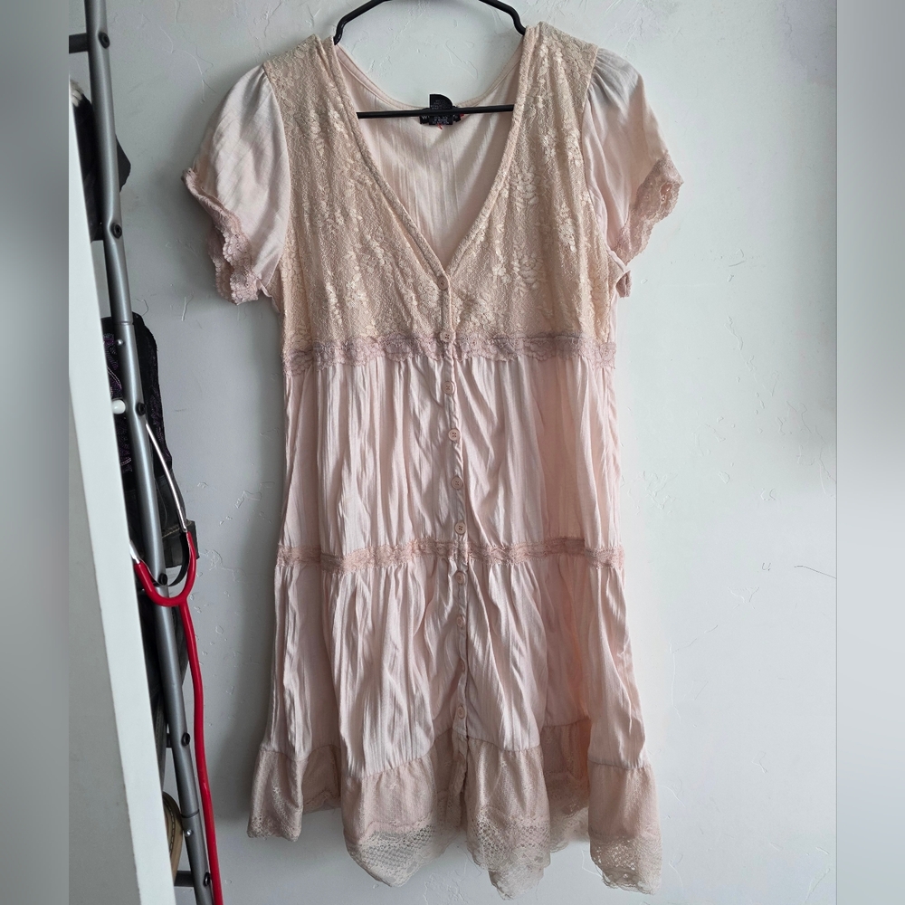 Wet Seal Lace Trimmed Cream Dress
